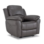 Alba Leather Power Reclining Sofa and Chair Set - Grey