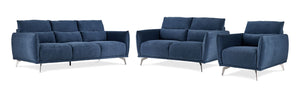 Arie Sofa, Loveseat and Chair Set - Blue