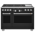 Café Black Matte Commercial-Style Smart Dual Fuel Range with No-Preheat Air Fry (8.25 Cu. Ft.) - C2Y486P3TD1