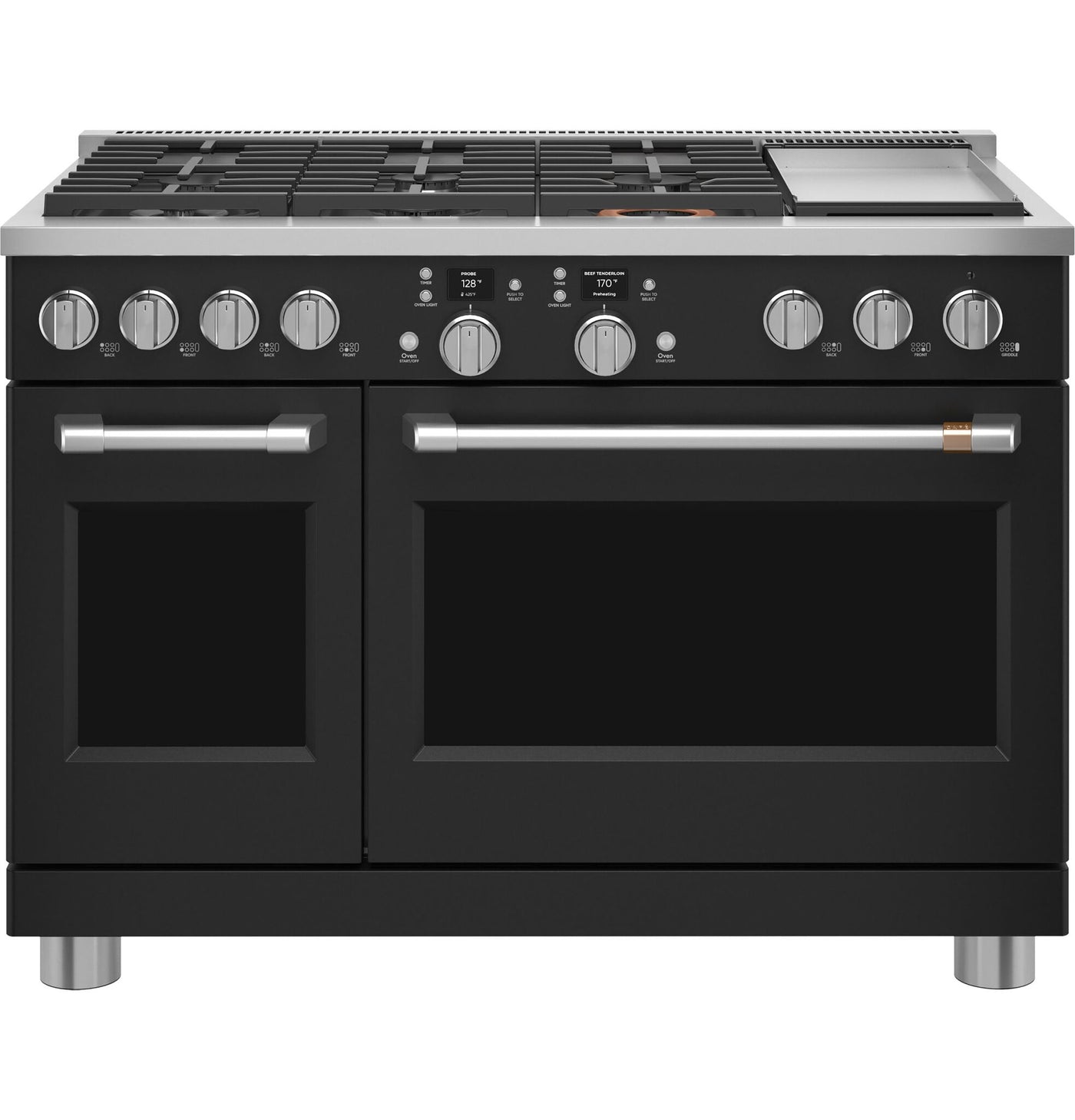 Café Black Matte Commercial-Style Smart Dual Fuel Range with No-Preheat Air Fry (8.25 Cu. Ft.) - C2Y486P3TD1