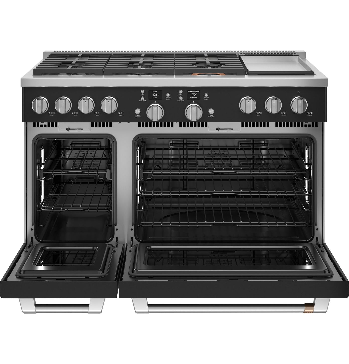 Café Black Matte Commercial-Style Smart Dual Fuel Range with No-Preheat Air Fry (8.25 Cu. Ft.) - C2Y486P3TD1