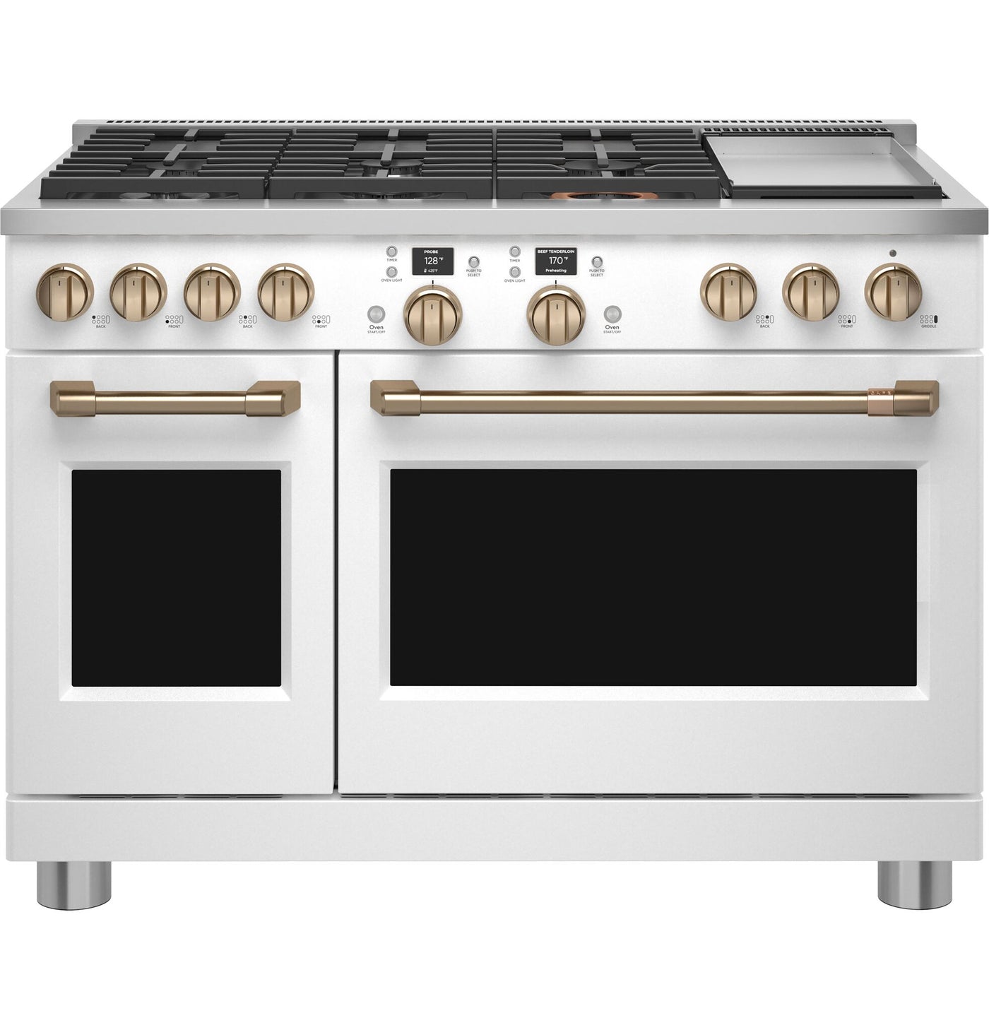 Café Matte White Commercial-Style Smart Dual Fuel Range with No-Preheat Air Fry (8.25 Cu. Ft) - C2Y486P4TW2