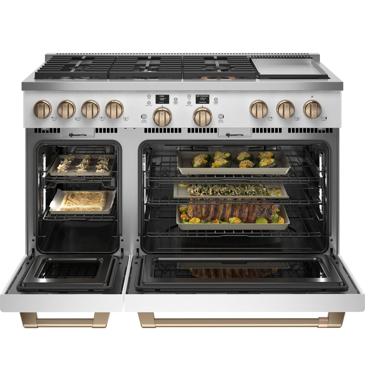 Café Matte White Commercial-Style Smart Dual Fuel Range with No-Preheat Air Fry (8.25 Cu. Ft) - C2Y486P4TW2