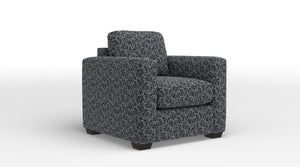 Caleb Accent Chair - Boxes Dark Blue