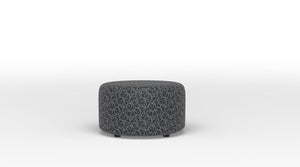 Caleb Round Accent Ottoman - Boxes Dark Blue