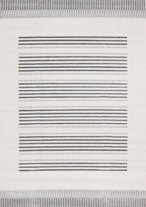 Nordic Stripes 6'7" x 9'10" Striped Lines Area Rug - Grey