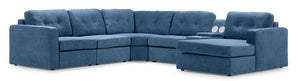 Connex 6-Piece Modular Sectional with Storage Console - Blue