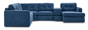 Connex 6-Piece Modular Sectional with Drawer Console - Blue