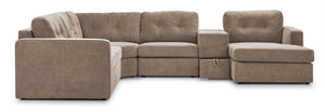 Connex 6-Piece Modular Sectional with Drawer Console - Beige