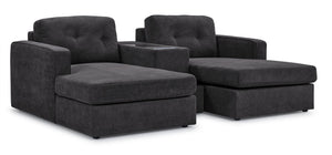 Connex 3-Piece Modular Sectional with Chaise and Drawer Console - Dark Grey