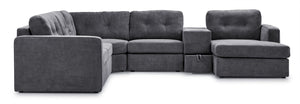 Connex 6-Piece Modular Sectional with Drawer Console - Light Grey