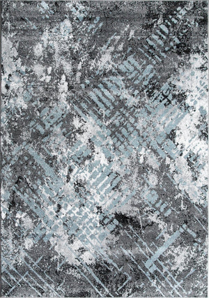 Dawn 7'10" x 10'6"" Worn Crosshatch Area Rug - Grey, Blue