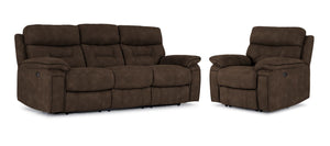 Dawson Power Reclining Sofa and Chair Set - Brown