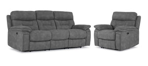 Dawson Power Reclining Sofa and Chair Set - Silver Grey