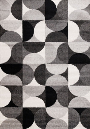 Eclipse 7'10" x 10'6" Mid-Century Modern Design Area Rug - Grey, Black, White