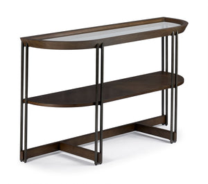 Elora Oval Sofa Table - Walnut and Tarnished Silver Finish