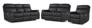 Haven Power Reclining Sofa, Loveseat and Recliner Set - Grey