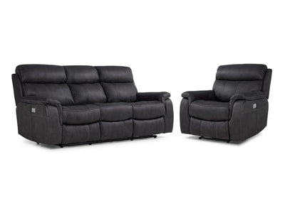Haven Power Reclining Sofa and Chair Set - Grey