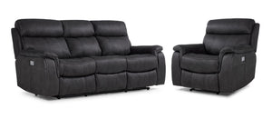 Haven Dual Power Reclining Sofa and Chair Set - Grey