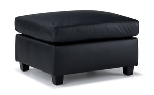 Icon Leather Ottoman - Black