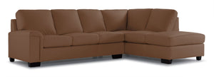 Icon Leather 2-Piece Sectional with Right Facing Chaise - Saddle