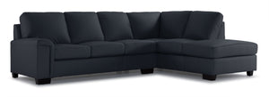 Icon Leather 2-Piece Sectional with Right Facing Chaise - Navy