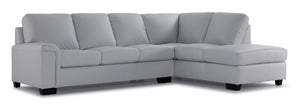 Icon Leather 2-Piece Sectional with Right Facing Chaise - Silver Grey