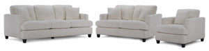 Kimberly Sofa, Loveseat and Chair Set - Warm White