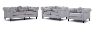 Lancaster Sofa, Loveseat and Chair Set - Silver