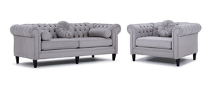 Lancaster Sofa and Chair Set - Silver