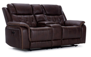 Laredo Power Reclining Loveseat with Console - Walnut