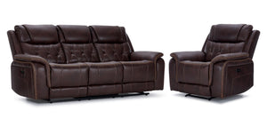 Laredo Power Reclining Sofa and Chair Set - Walnut