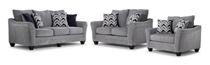 Lauchlin Sofa, Loveseat and Chair Set - Haze