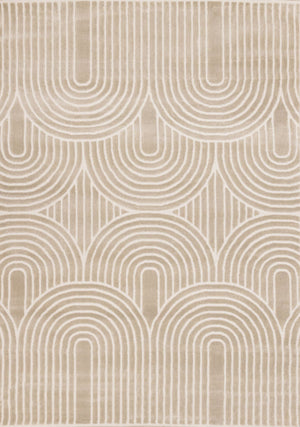 Leo 6'7" x 9'6" Modern Geometric Arches Pattern Area Rug - Cream, Beige