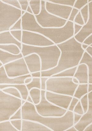 Leo 5'3" x 7'7" Organic Line Design Area Rug - Beige, Cream