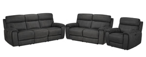 Martin II Power Reclining Sofa, Loveseat and Chair Set - Dark grey