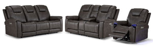 Matrix Triple Power Reclining Sofa, Loveseat and Chair Set - Smoke