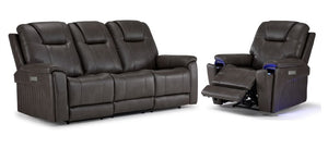 Matrix Triple Power Sofa and Chair Set - Smoke