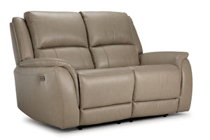 Maxton Leather Power Reclining Loveseat - Taupe