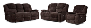 Maxwell Power Reclining Sofa, Loveseat and Chair Set - Brown