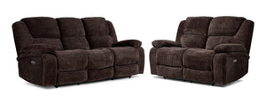 Maxwell Power Reclining Sofa and Loveseat Set - Brown