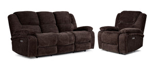 Maxwell Power Reclining Sofa and Chair Set - Brown