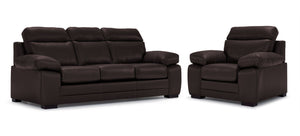 Morrison II Leather Sofa and Chair Set - Brown