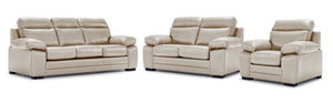 Morrison II Leather Sofa, Loveseat and Chair Set - Beige