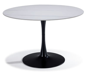 Nyla Sintered Stone Round Dining Table- White, Black