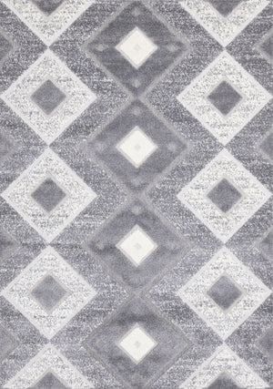 Diamond Mist 6'7" x 9'6" Diamond Pattern Area Rug - Grey, White