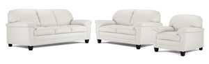 Raphael Leather Sofa, Loveseat and Chair Set - Silver Grey