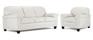 Raphael Leather Sofa and Chair Set - Silver Grey