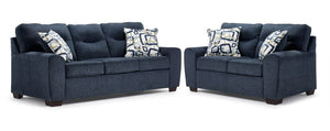 Renzo Sofa and Loveseat Set - Skylight