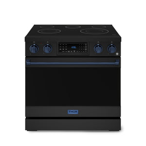 Thor Kitchen Black Stainless Steel Freestanding Professional Electric Range|Gordon Ramsay Series (6 cu.ft) - RSE36B-BLU